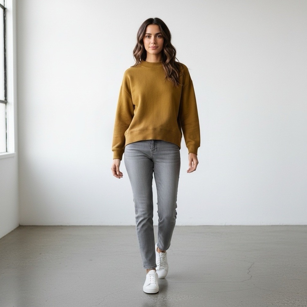 A NEW DAY Gold mustard Woman's Pullover Sweater Sweatshirt Crewneck Sz Large